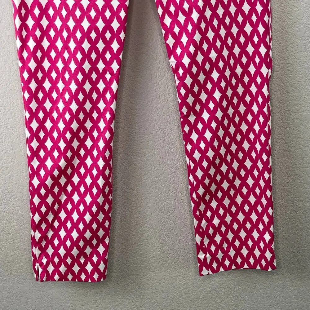 Nautica Fuchsia Hot Pink Geometric Ankle Pants NWT 6 Barbiecore Resort Preppy